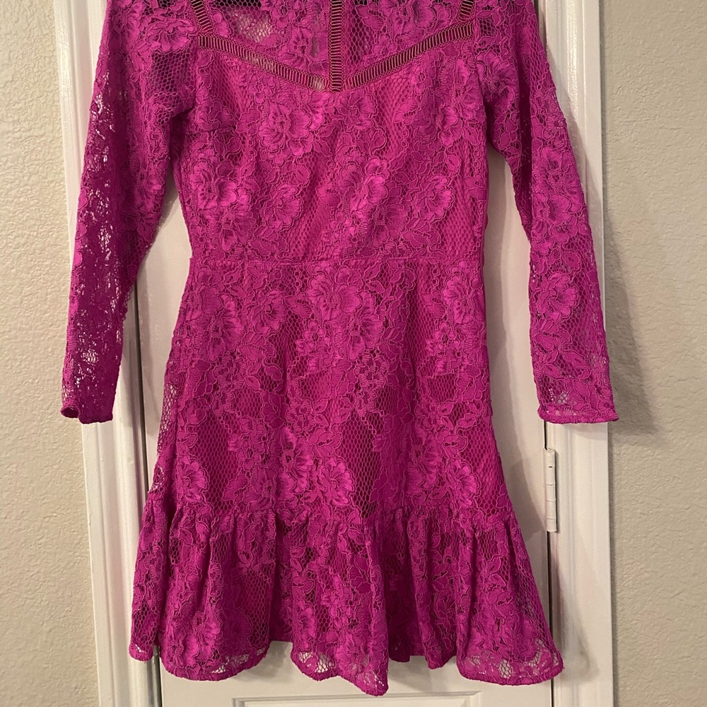 Pink lace long sleeve dress